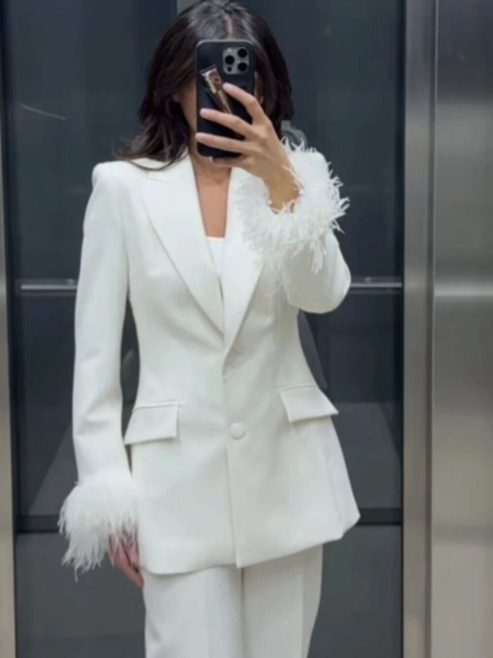 ZARA Feather Cuff Blazer | Small